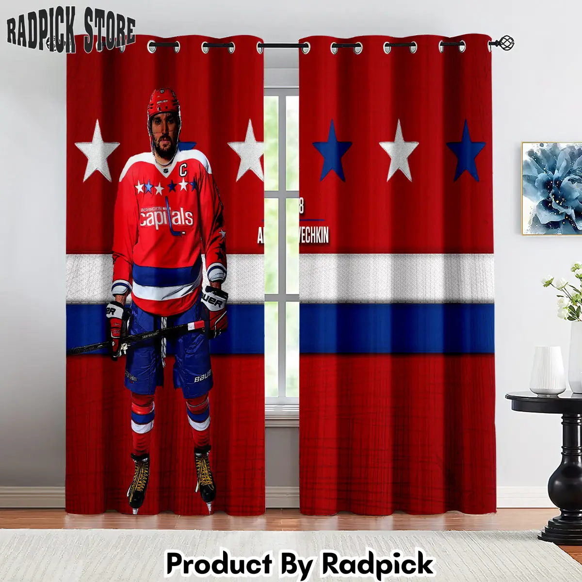 Radpick washington capitals hockey league curtains drapes for window treatment set 4 rp852149